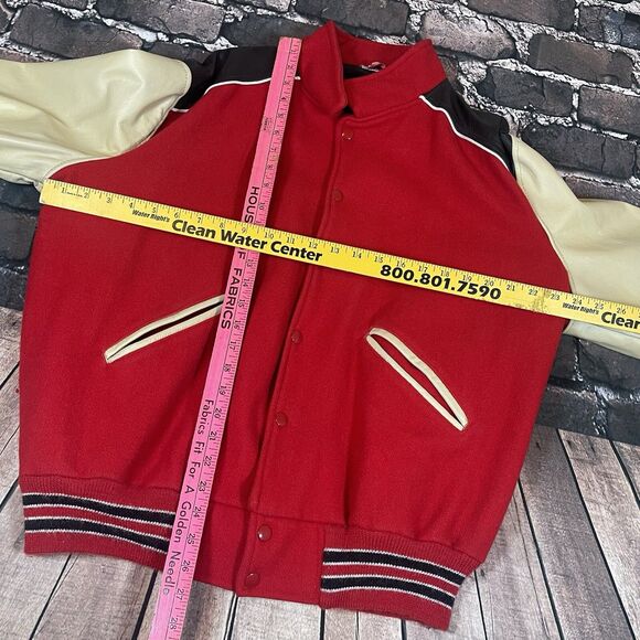 Vintage Howe Athletic Leather Wool Varsity Letterman Jacket Size XL Blank Plain - Picture 4 of 9